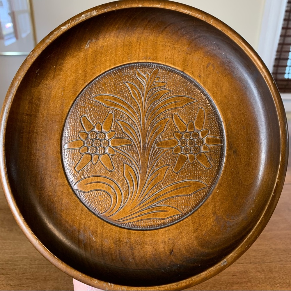 50s Cuendet Swiss Music Box Edelweiss Wood Carving